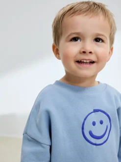 Lichtblauw - Printed Crew Neck Sweat Top & Joggers Set (3mths-7yrs)