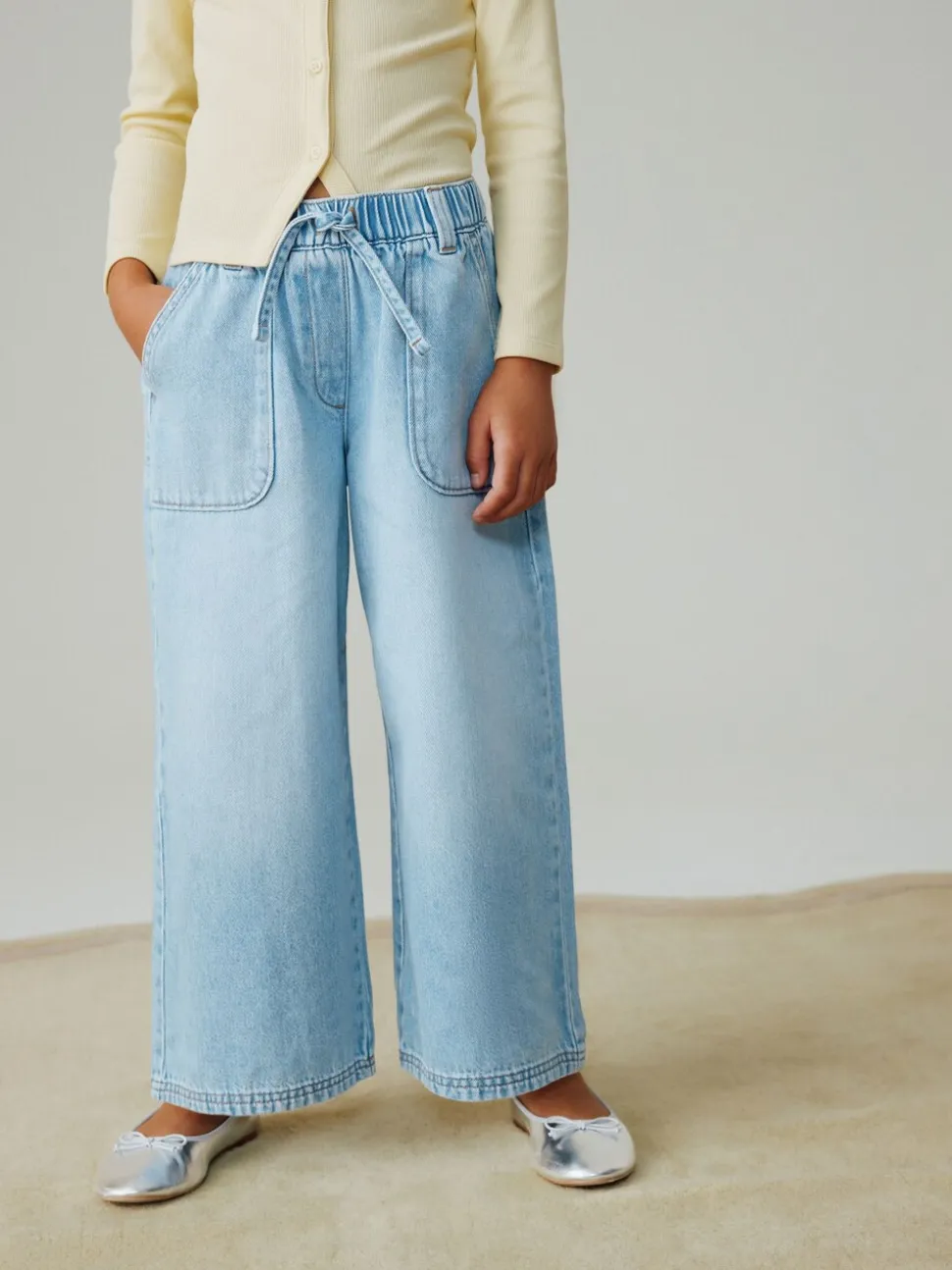 Lichtblauw - Pullon Wide Leg Jeans (3-16yrs)