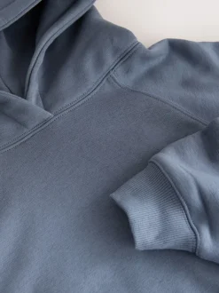 Lichtblauw - Relaxte zware hoodie met normale lengte