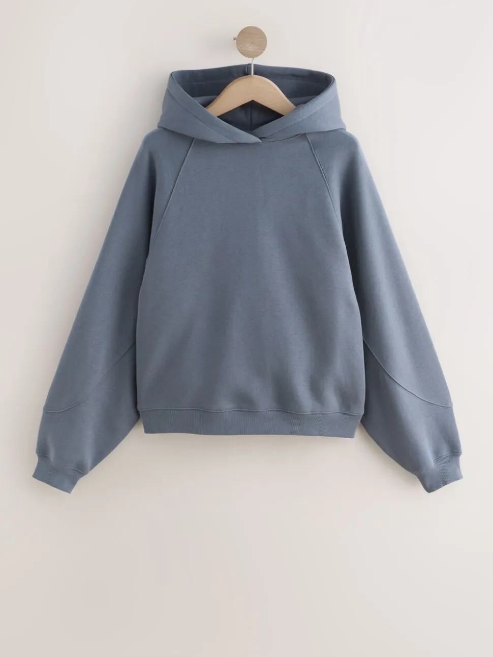 Lichtblauw - Relaxte zware hoodie met normale lengte