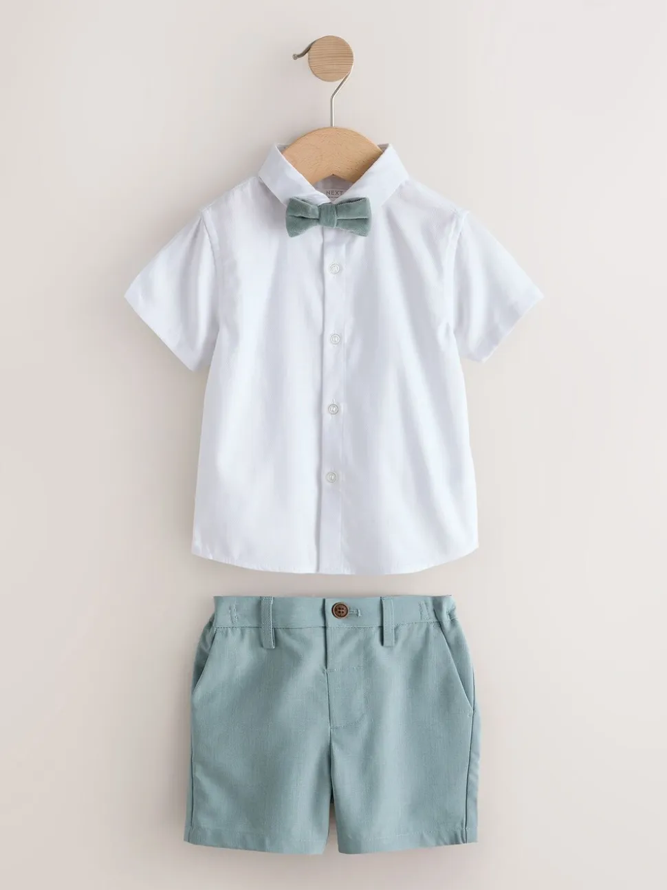 Lichtblauw - Set met gilet, overhemd, korte broek & stropdas (3mnd-9jr)