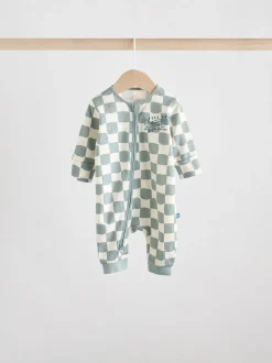Lichtblauw - Set van 3 baby pyjama's zonder voetjes met tweewegrits van katoen (0mnd-3jr)