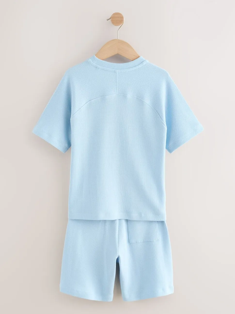 Lichtblauw - Set van T-shirt met textuur en korte mouwen en shorts (3 - 16 jr)