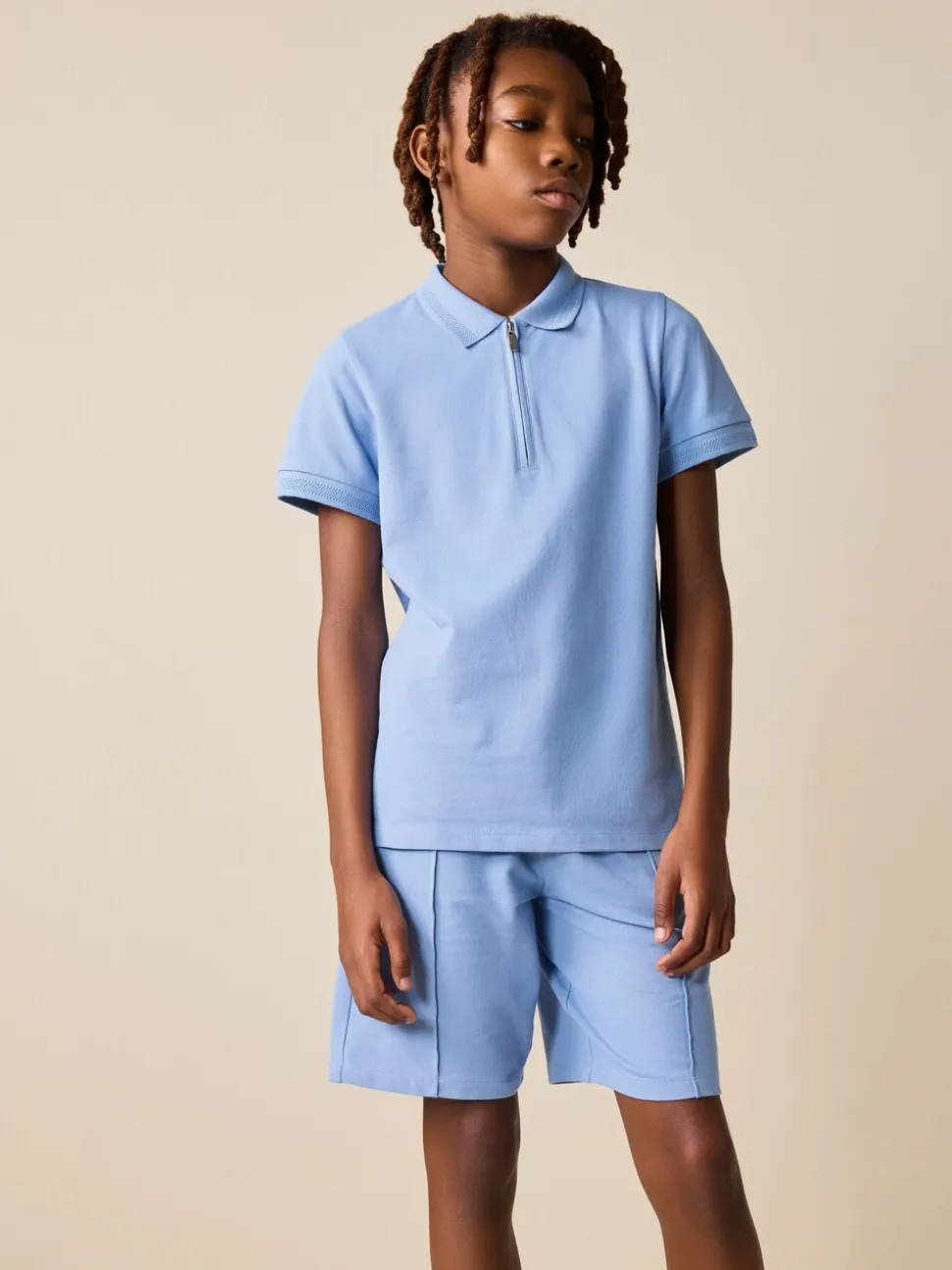 Lichtblauw - Short Sleeve Polo Shirt and Shorts Set (3-16yrs)