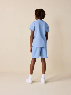 Lichtblauw - Short Sleeve Polo Shirt and Shorts Set (3-16yrs)