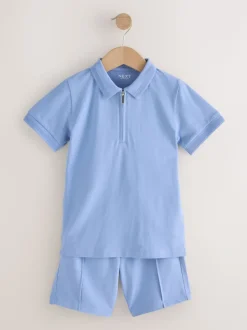 Lichtblauw - Short Sleeve Polo Shirt and Shorts Set (3-16yrs)
