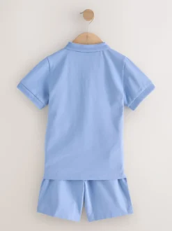 Lichtblauw - Short Sleeve Polo Shirt and Shorts Set (3-16yrs)