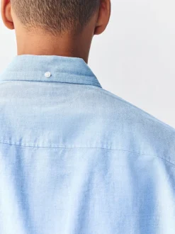 Lichtblauw - Slim Fit - Oxford-hemd met lange mouwen