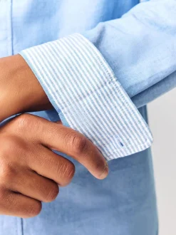 Lichtblauw - Slim Fit - Oxford-hemd met lange mouwen