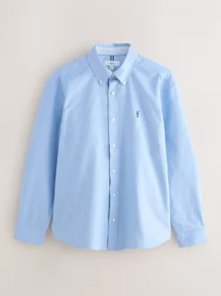 Lichtblauw - Slim Fit - Oxford-hemd met lange mouwen