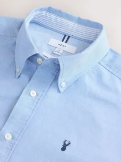 Lichtblauw - Slim Fit - Oxford-hemd met lange mouwen
