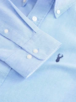Lichtblauw - Slim Fit - Oxford-hemd met lange mouwen