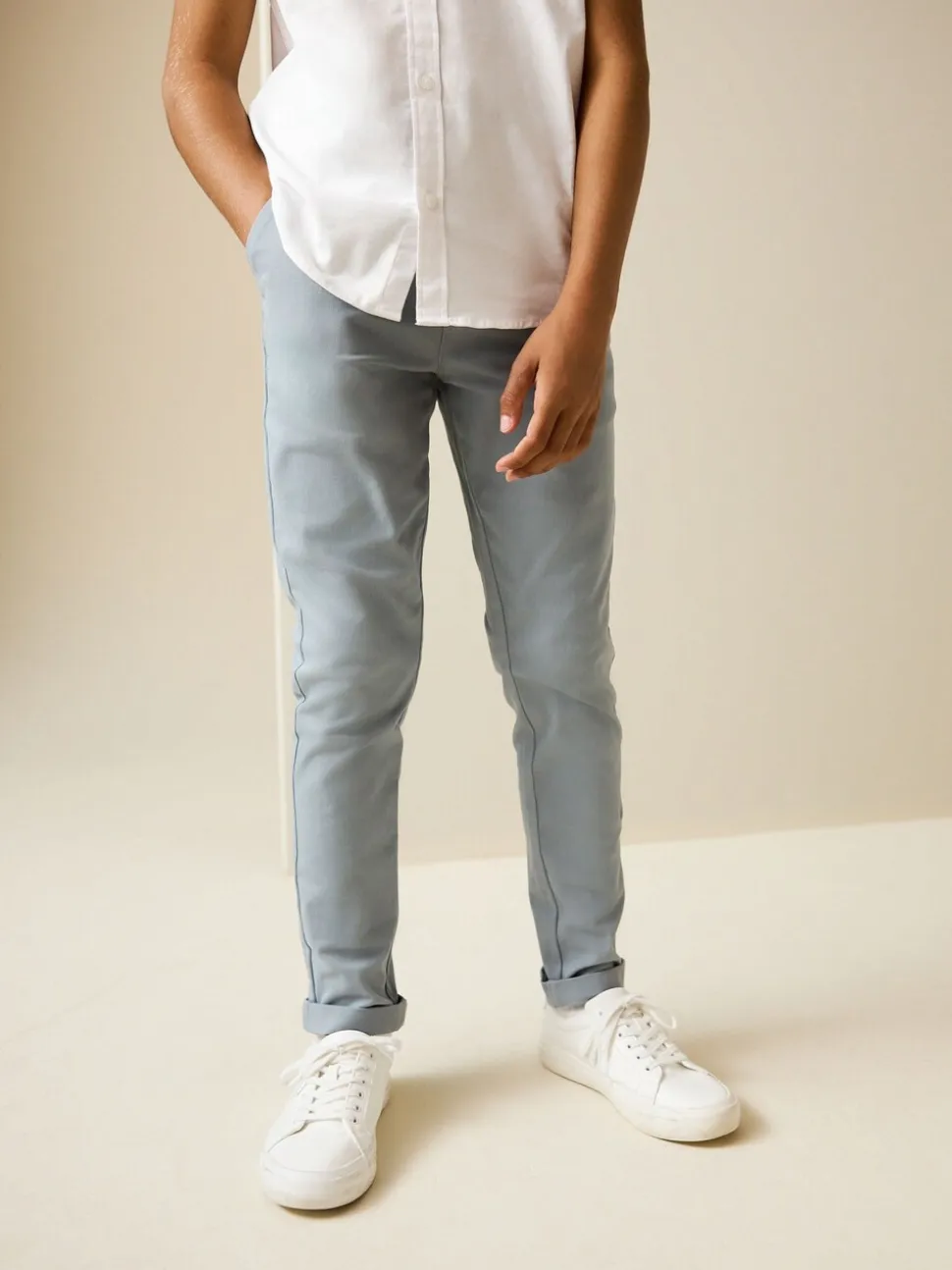 Lichtblauw - Stretchy chino's (3-17jr)