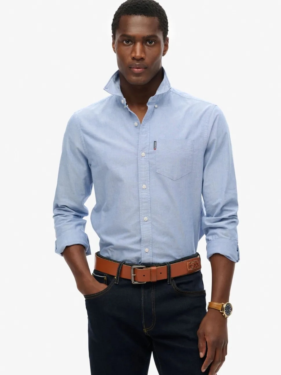 Lichtblauw - Superdry Essentials Oxford Shirt
