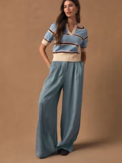 Lichtblauw - Superwide Pleated Trousers