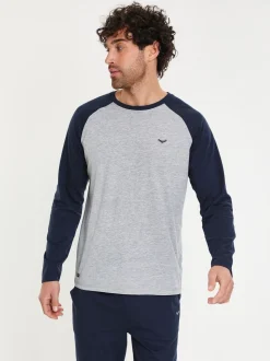 Lichtblauw - Threadbare - Pyjamaset van gemengde stoffen met lange mouwen