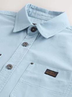 Lichtblauw - Twin Pocket Canvas Shacket Overshirt