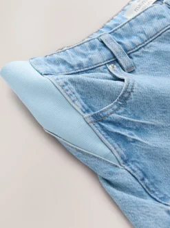Lichtblauw - Zwangerschapsjeans met wijde pijpen van 100% katoen