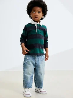 Lichtblauw denim met slijtageplekken - Jeans met wijde pijpen (3 mnd-7 jr)