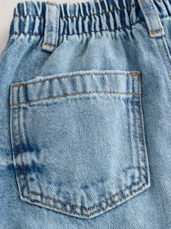 Lichtblauw denim met slijtageplekken - Jeans met wijde pijpen (3 mnd-7 jr)