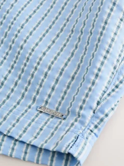 Lichtblauw, meerkleurig gestreept - Signature Tailored zwembroek met tailleband