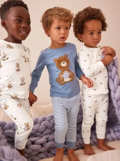 Lichtblauw met beer - Verpakking van 3 knusse pyjama's (9mnd-6jr)