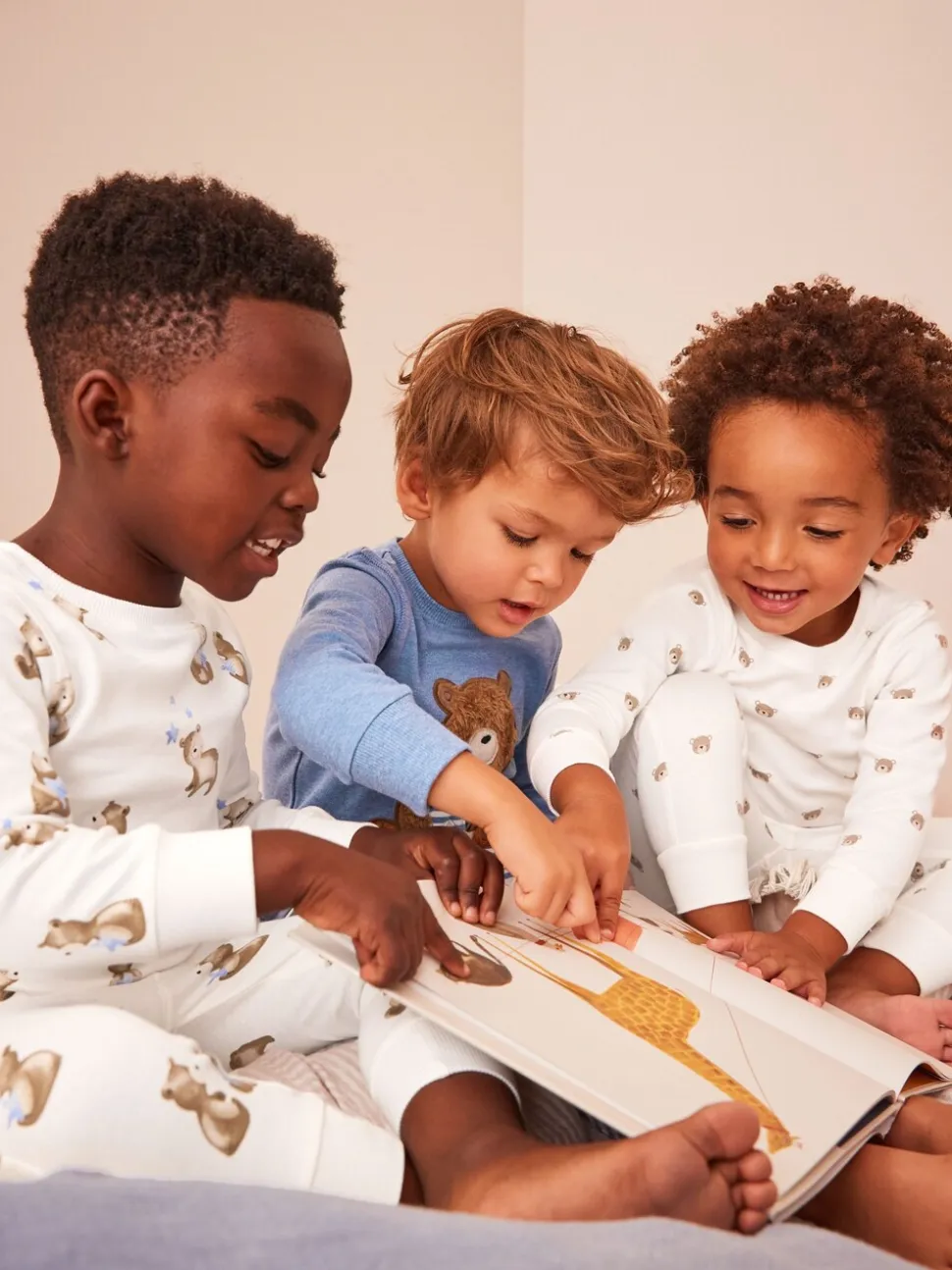 Lichtblauw met beer - Verpakking van 3 knusse pyjama's (9mnd-6jr)