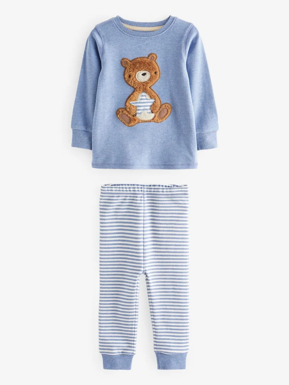 Lichtblauw met beer - Verpakking van 3 knusse pyjama's (9mnd-6jr)