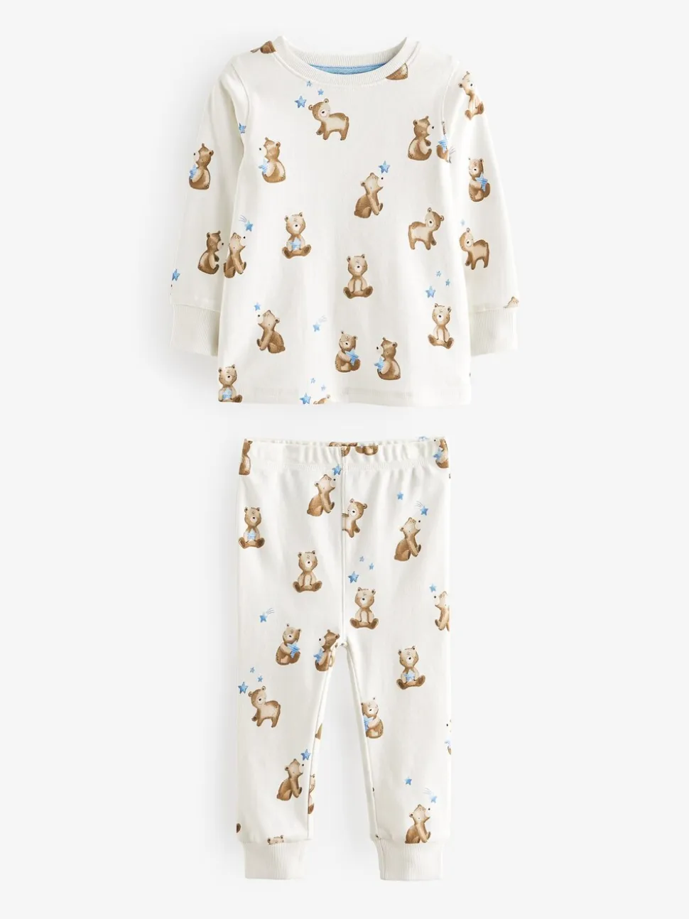 Lichtblauw met beer - Verpakking van 3 knusse pyjama's (9mnd-6jr)