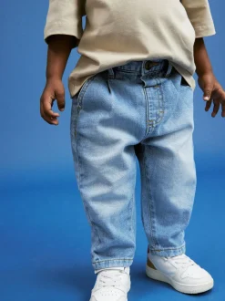 Lichtblauwe denim - Jeans met geplooide voorkant (3mnd-7jr)