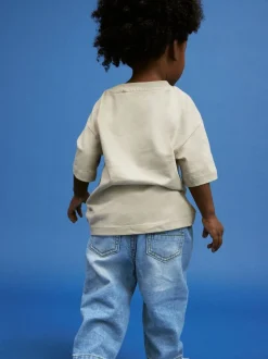 Lichtblauwe denim - Jeans met geplooide voorkant (3mnd-7jr)