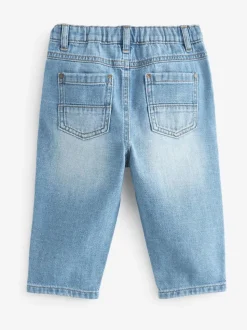 Lichtblauwe denim - Jeans met geplooide voorkant (3mnd-7jr)