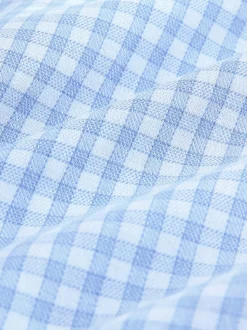 Lichtblauwe gingham-ruit - Cotton Rich Long Sleeve Formal Shirt