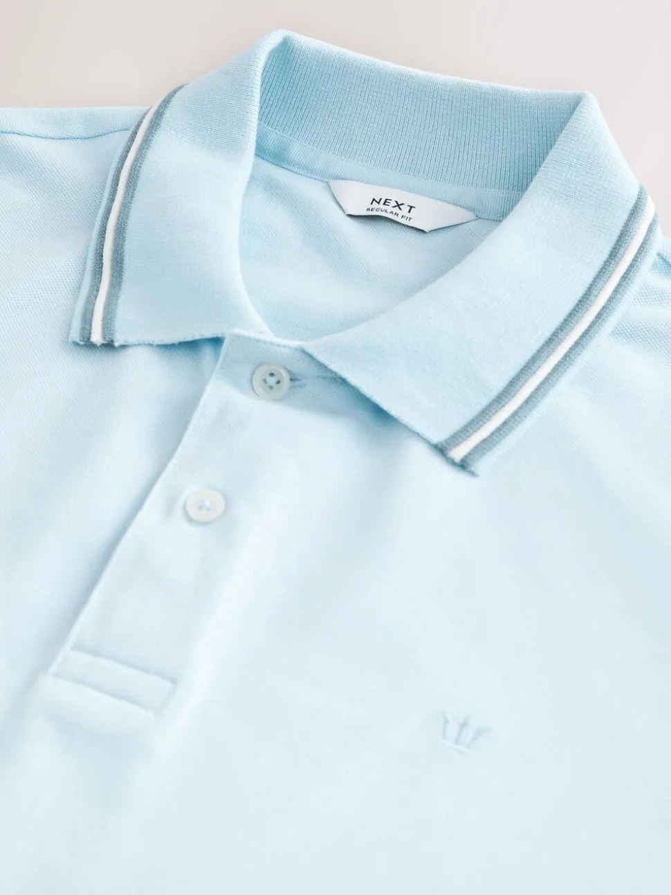 Lichtblauwe ottoman - Regular fit poloshirt met korte mouwen en contrasterende randen