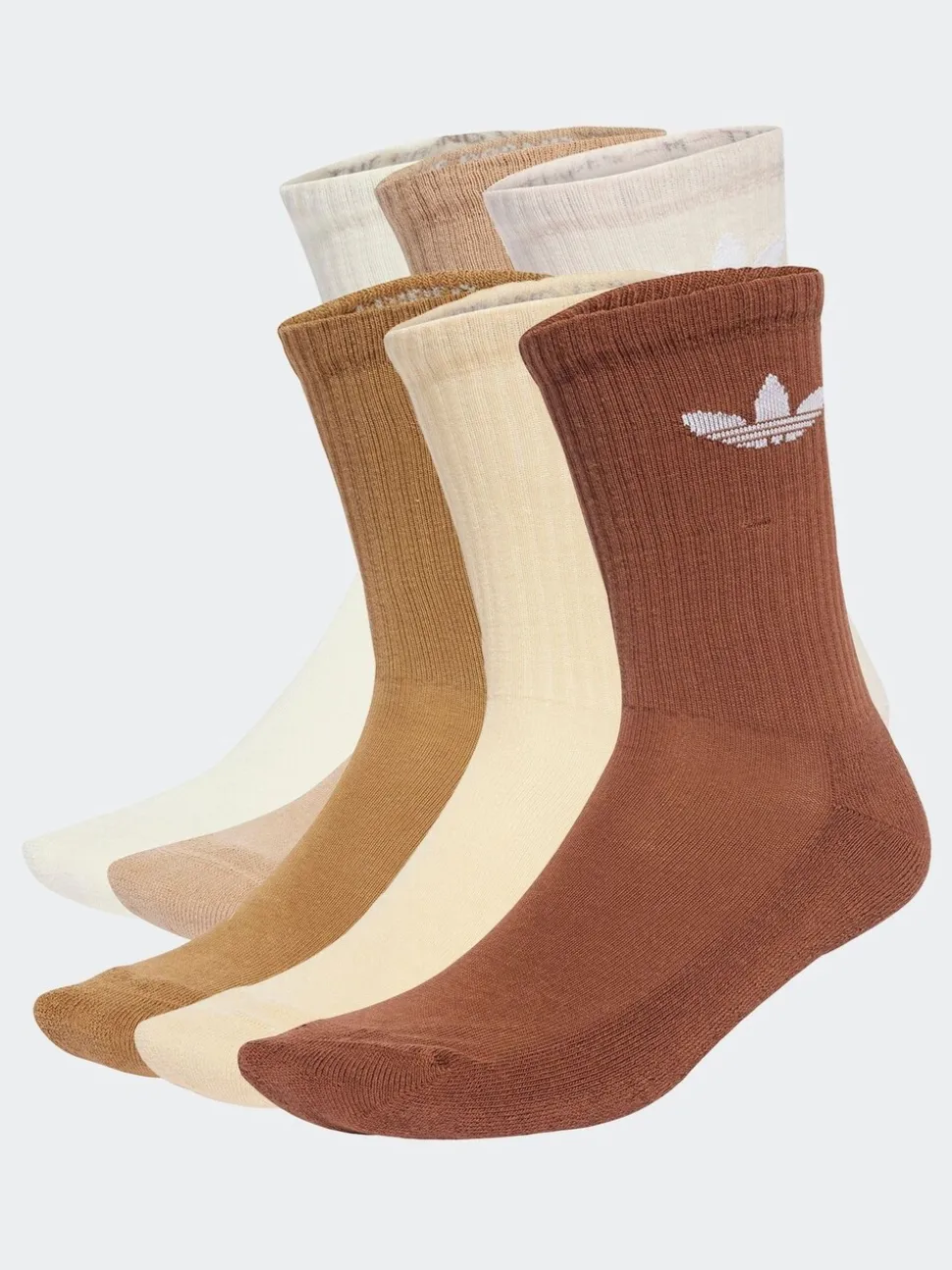 Lichtbruin - adidas Originals verpakking van 6 Trefoil enkelsokken
