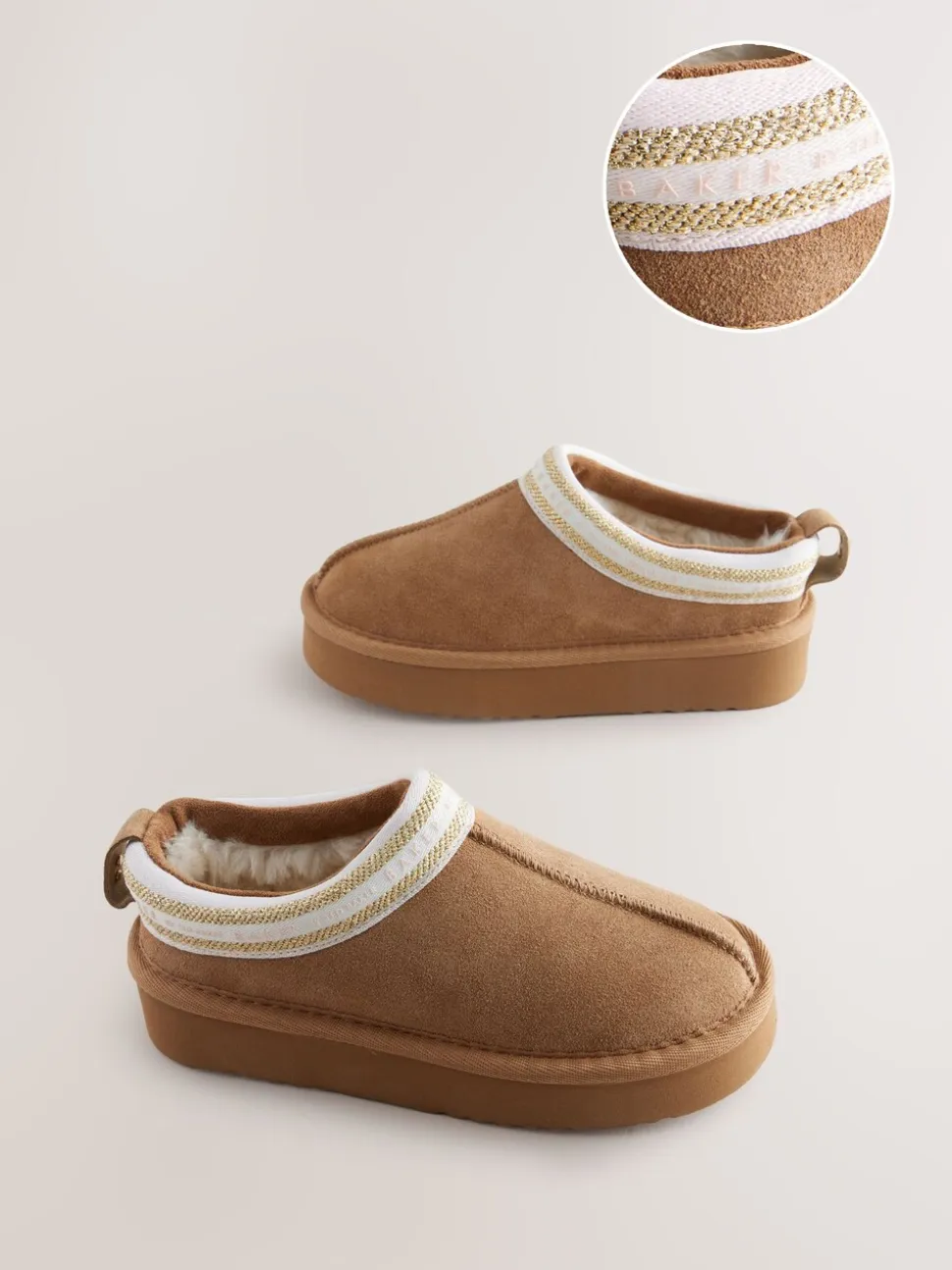 Lichtbruin - Baker by Ted Baker waterafstotende suède muilklomp-pantoffels voor meisjes