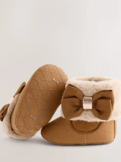 Lichtbruin - Baker by Ted Baker gewatteerde laarsjes met imitatiebont voor babymeisjes
