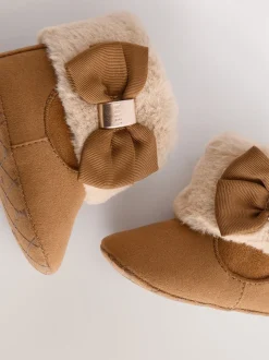 Lichtbruin - Baker by Ted Baker gewatteerde laarsjes met imitatiebont voor babymeisjes