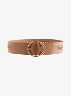 Lichtbruin - Brede riem met vlechtdetail