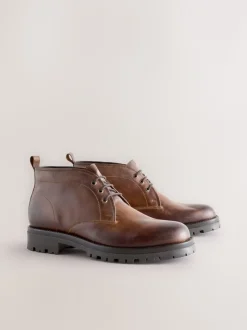 Lichtbruin - Chunky Leather Chukka Boots