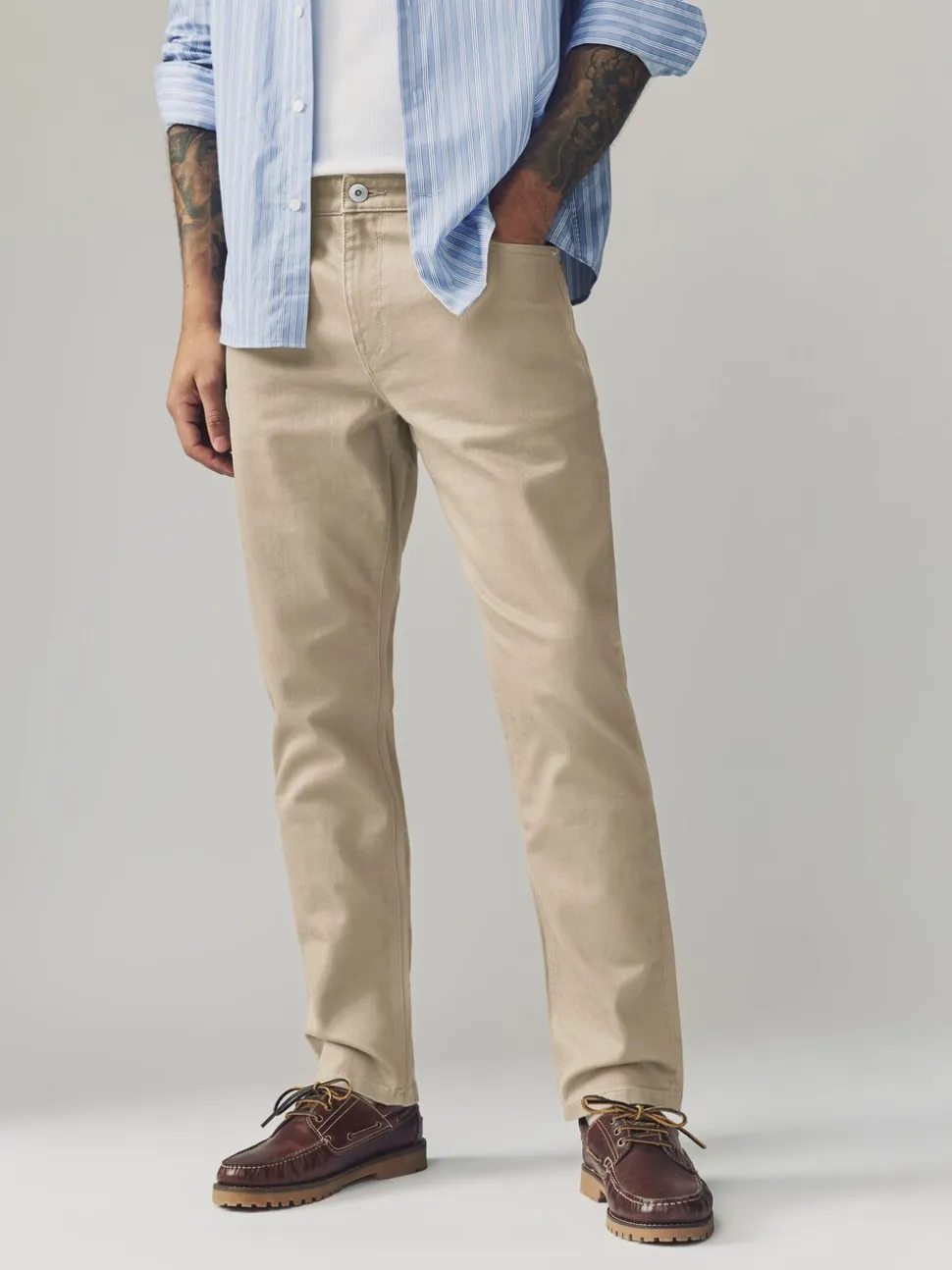 Lichtbruin - Enkele - Slim fit klassieke stretchy jeans