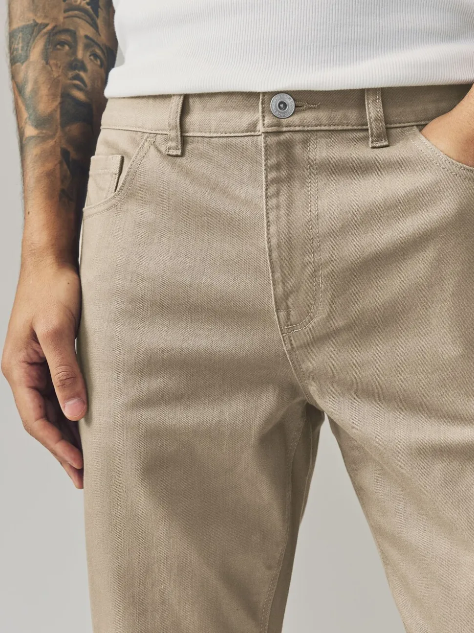 Lichtbruin - Enkele - Slim fit klassieke stretchy jeans