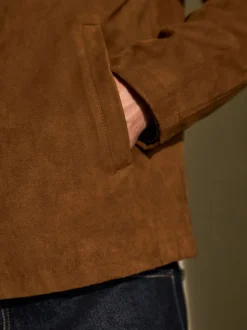 Lichtbruin - Harringtonjack van imitatiesuède