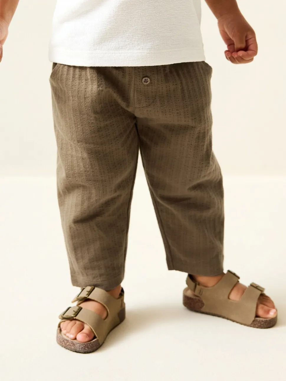 Lichtbruin - Jersey joggingbroek met textuur (3 mnd-7 jr)