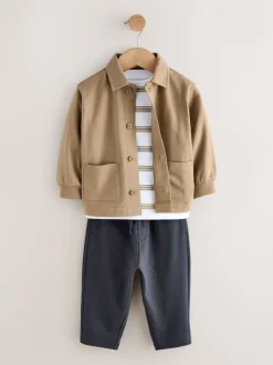 Lichtbruin - Jersey Shirt T-Shirt and Joggers 3 Piece Set (3mths-7yrs)