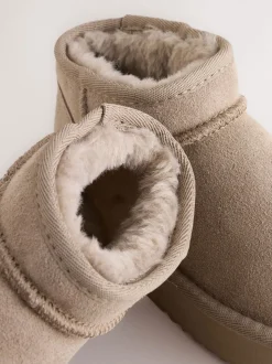Lichtbruin - Lage schoenen mini warmgevoerde waterafstotende suède Boots