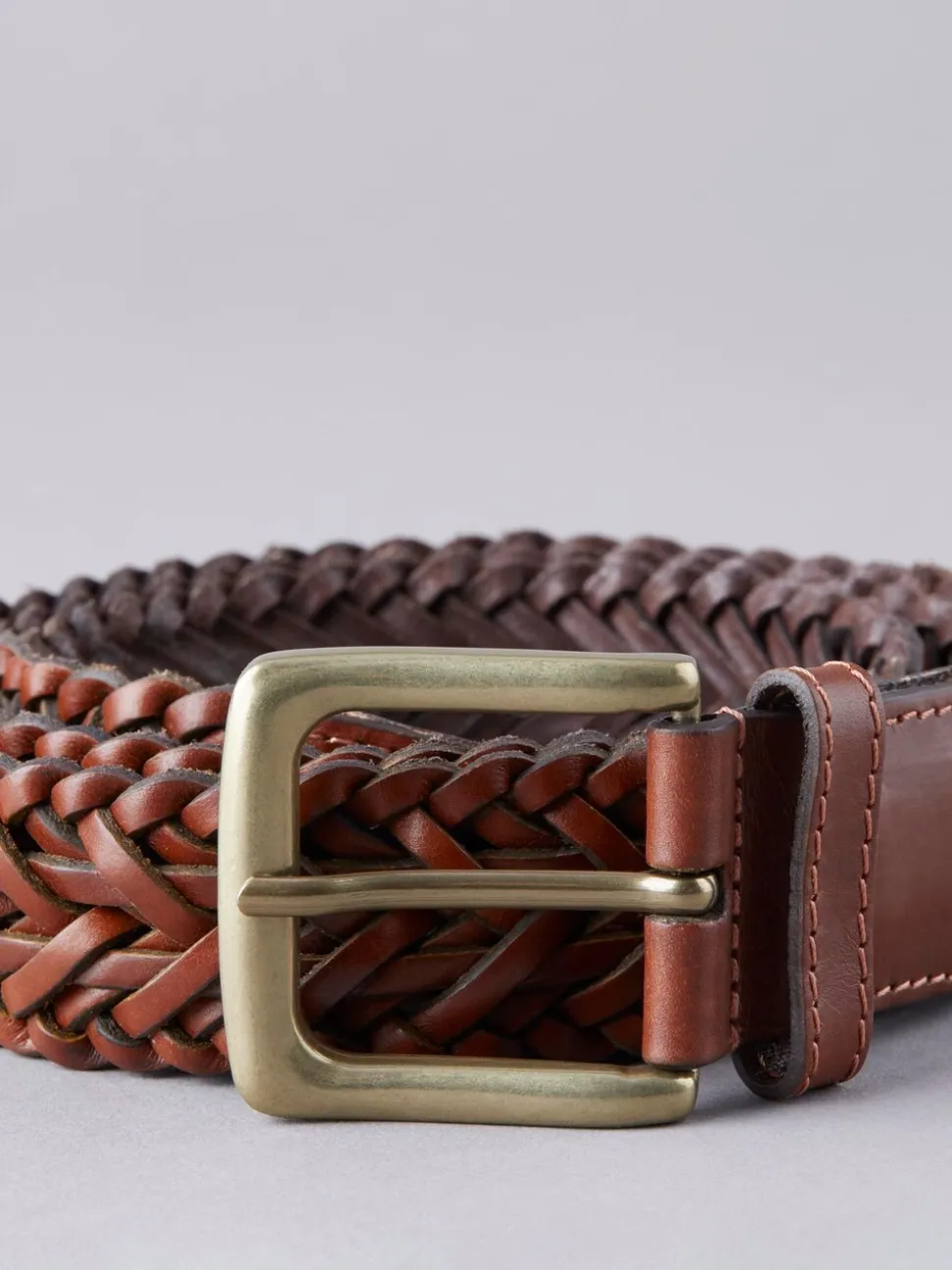Lichtbruin - Lakeland leren gevlochten Howbeck riem
