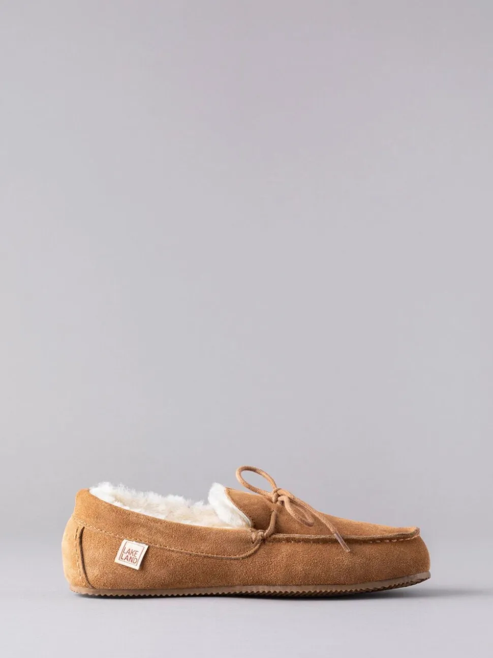 Lichtbruin - Lakeland leren mocassins met schapenvacht voor heren