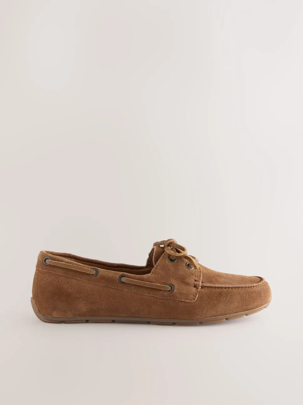 Lichtbruin - Leren bootschoenen met ronde neus