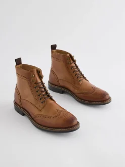 Lichtbruin - Leren brogue laarzen